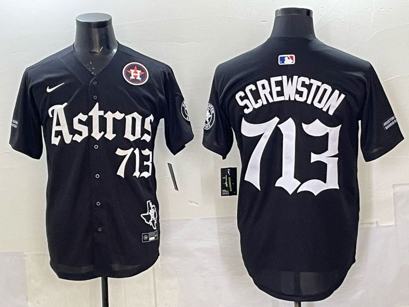 Men 2025 Houston Astros 713 Screwston Black Five generations Joint Name Nike MLB Jersey style 62